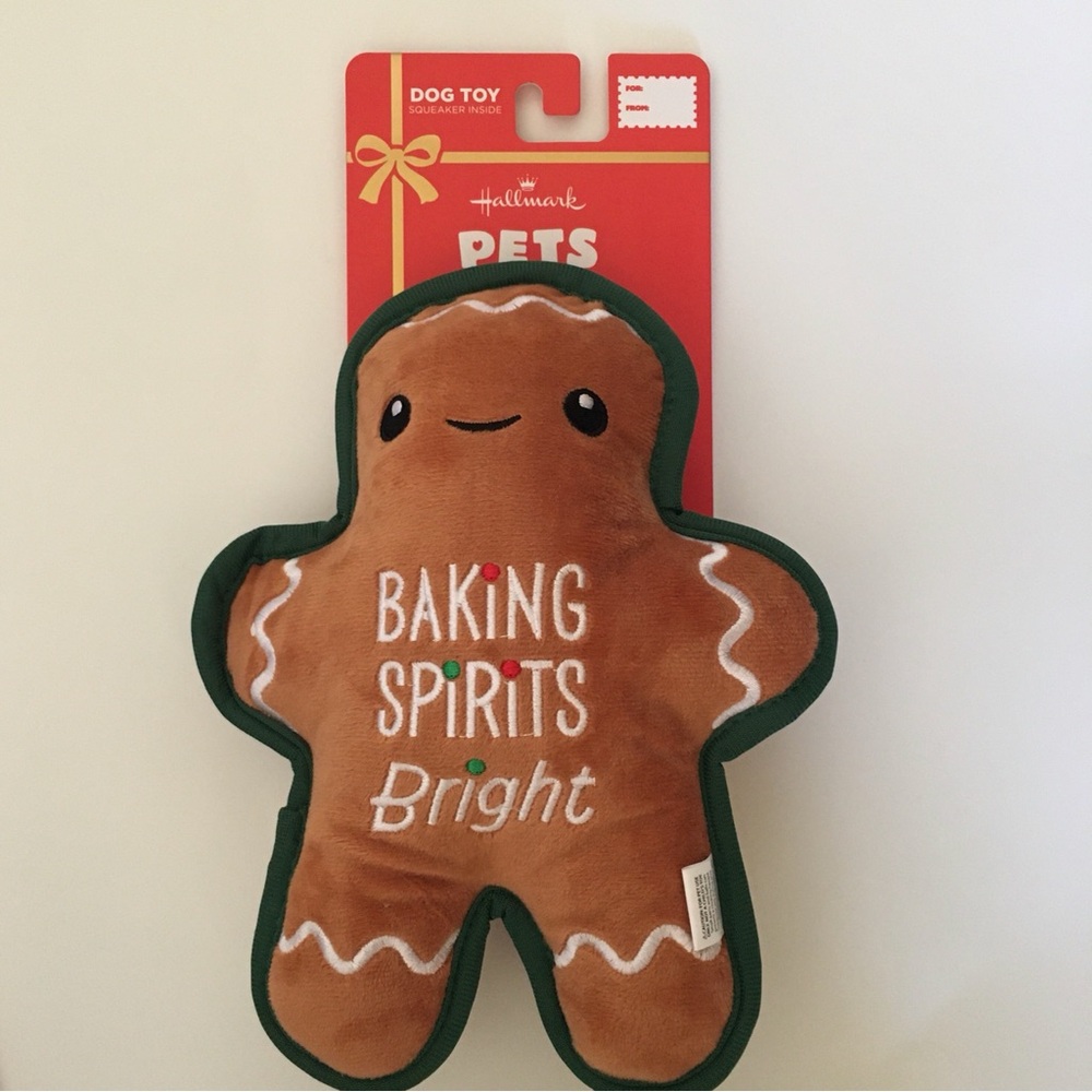 NEW Dog Toy “Baking Spirits Bright”  Gingerbread Man with Squeaker | Hallmark